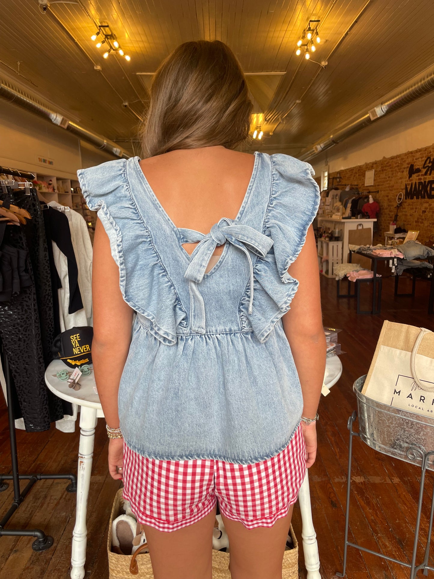 Ruffled Denim Top